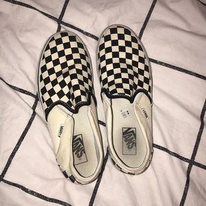 Checkered slip on vans